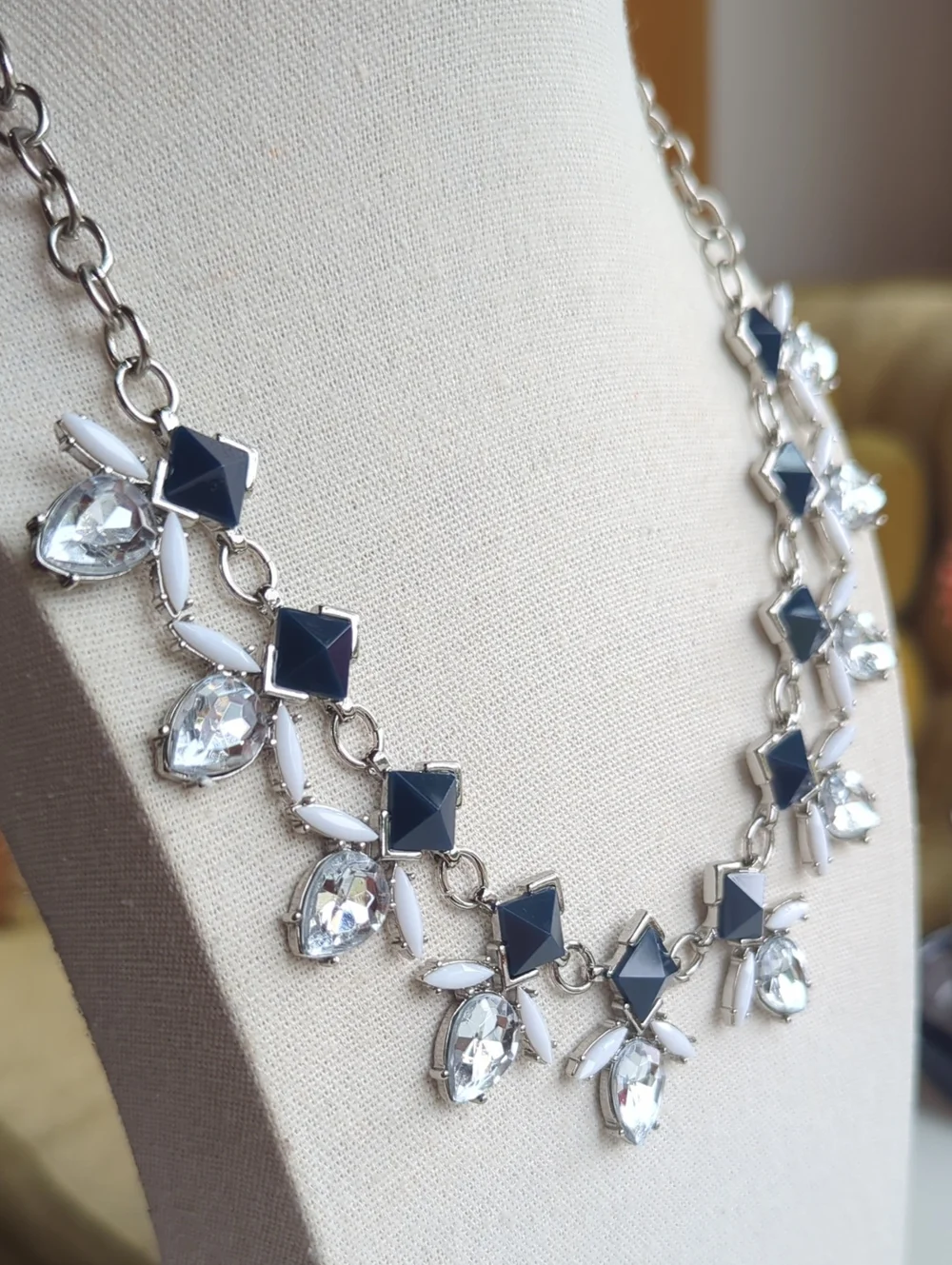Charming Charlie Silver Tone Foil Back Statement Necklace, 16